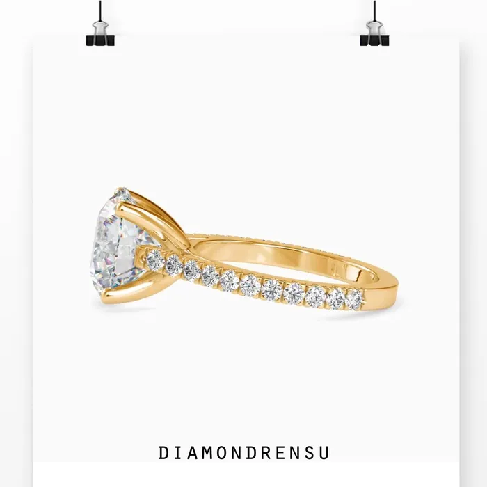 Round Diamond Engagement Ring With Cathedral Setting Diamondrensu Rings