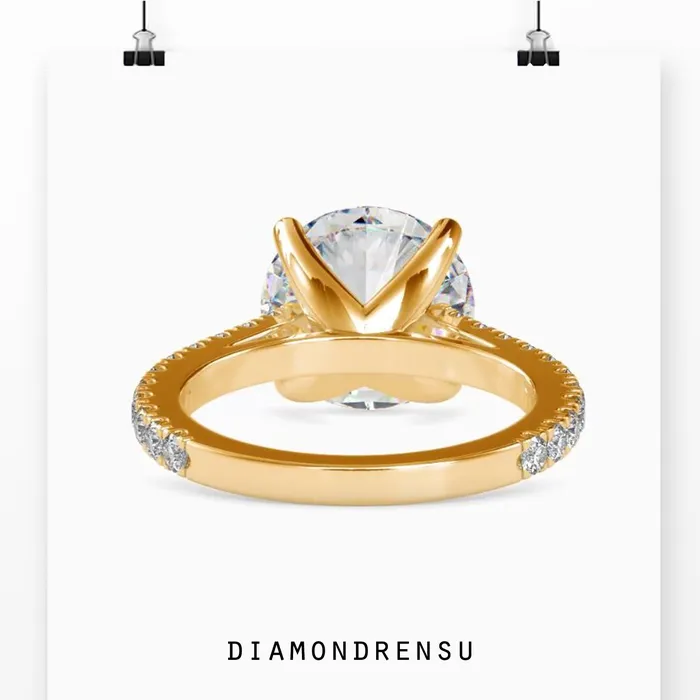 Round Diamond Engagement Ring With Cathedral Setting Diamondrensu Rings
