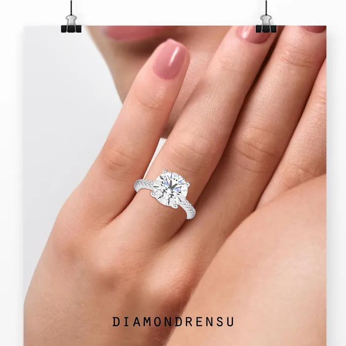 Round Diamond Engagement Ring With Cathedral Setting Diamondrensu Rings