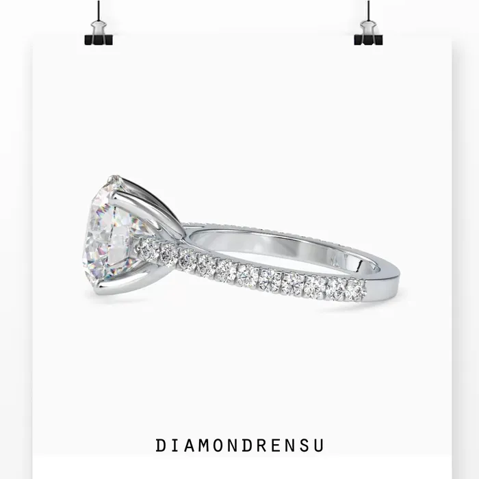 Round Diamond Engagement Ring With Cathedral Setting Diamondrensu Rings