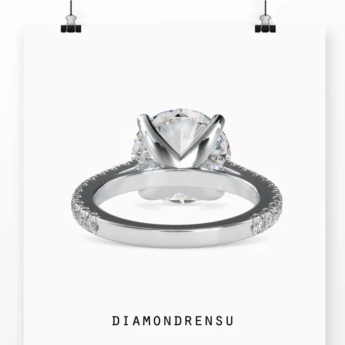 Round Diamond Engagement Ring With Cathedral Setting Diamondrensu Rings