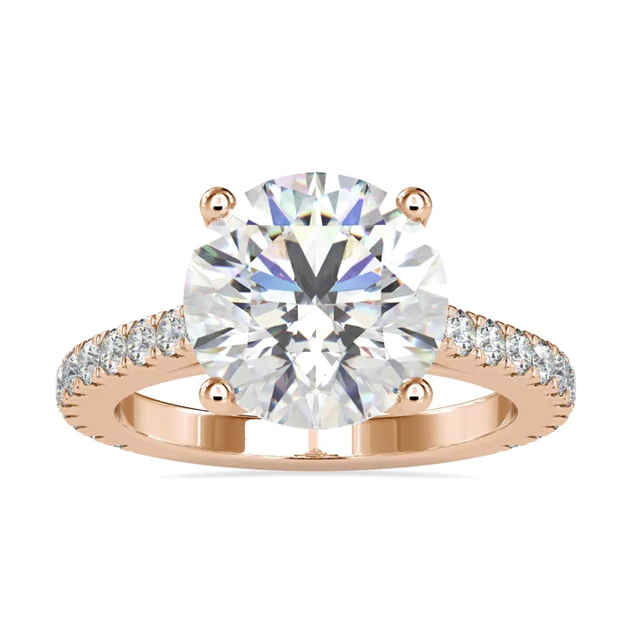 Round Diamond Engagement Ring With Cathedral Setting Diamondrensu Rings