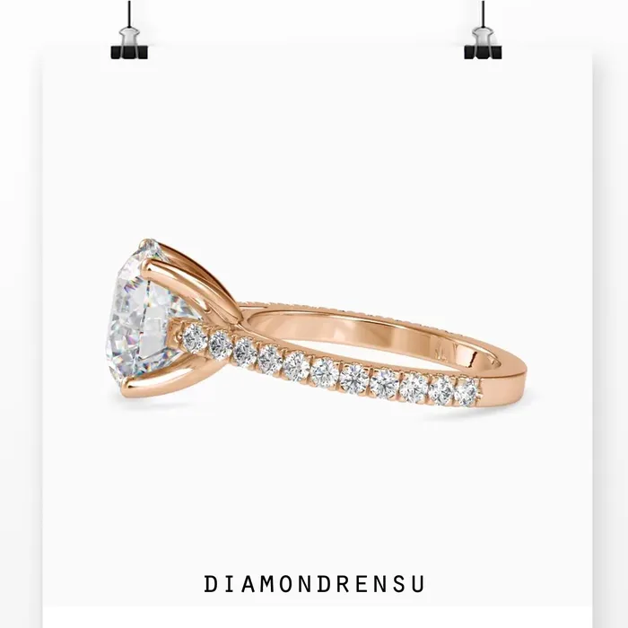 Round Diamond Engagement Ring With Cathedral Setting Diamondrensu Rings