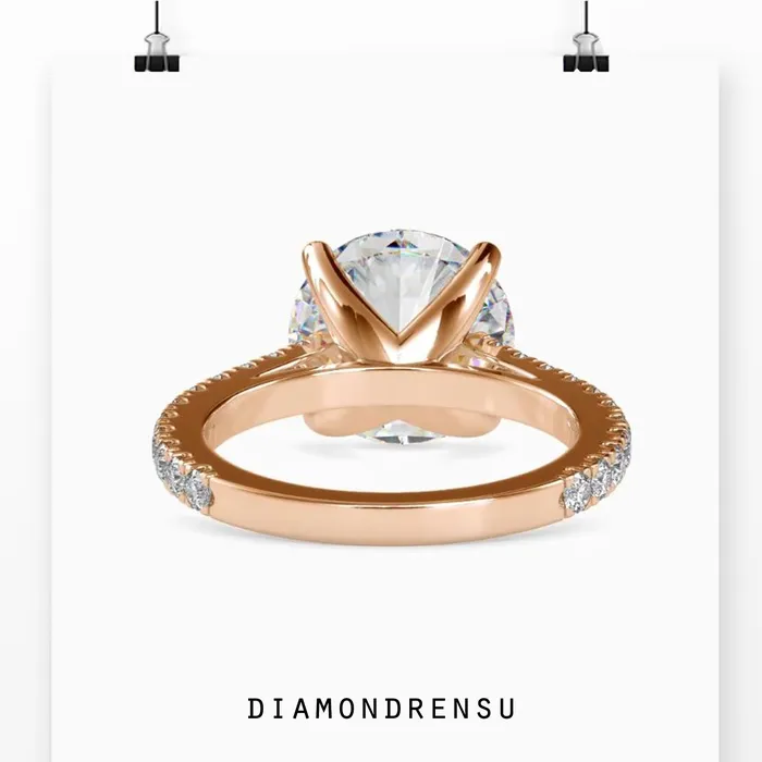 Round Diamond Engagement Ring With Cathedral Setting Diamondrensu Rings