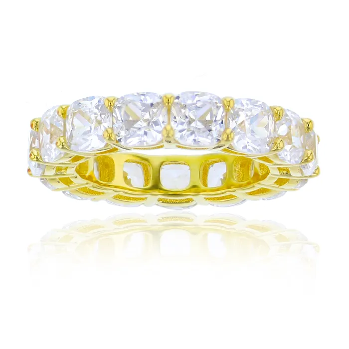 Silver Rings Sterling Silver 5mm Cushion Cut Yellow White Rose Eternity Band Ring Silver Rings Sterling Silver 5mm Cushion Cut Yellow White Rose Eternity Band Ring