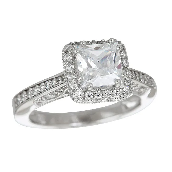 Silver Rings Sterling Silver Pave mm Princess Cut Cubic Zirconia Engagement Ring Silver Rings Sterling Silver Pave mm Princess Cut Cubic Zirconia Engagement Ring