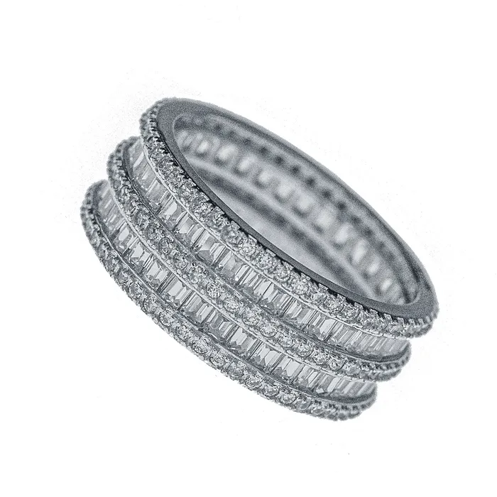Sterling Silver Rhodium Eternity Ring Silver Rings