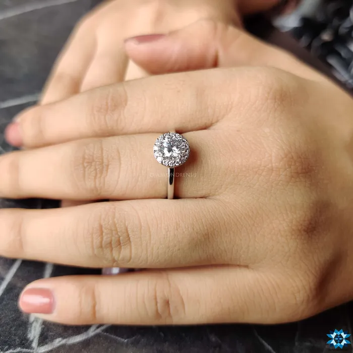 Unique Art Deco 135 TCW Round Moissanite Halo Engagement Ring Diamondrensu Rings